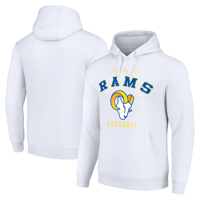 Men's Los Angeles Rams White Pullover Hoodie